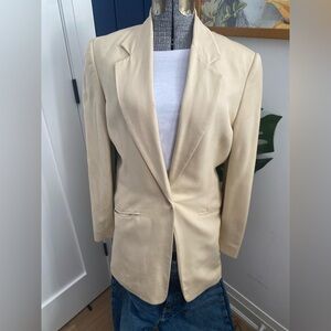 Vintage Liz Claiborne collection silk long cream pale yellow Blazer